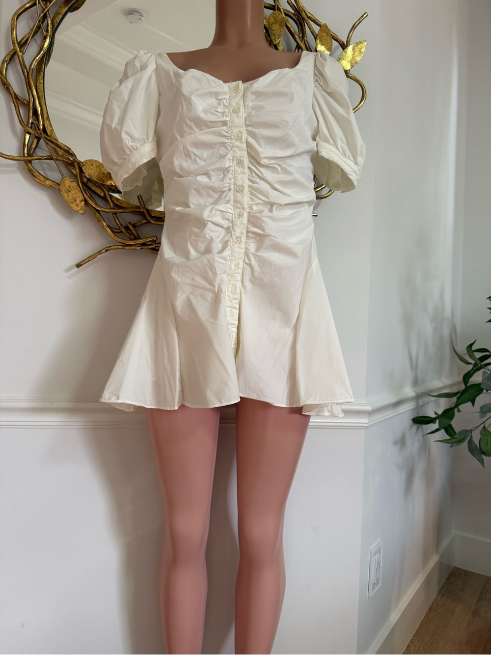 HOUSE OF CB |  Puff-Sleeve Ruched Front Mini Dress